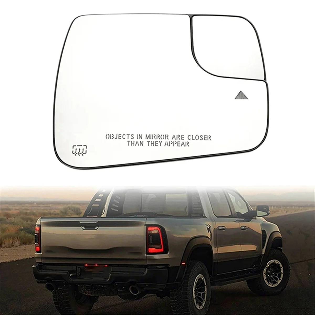 

Car Reversing Mirror Blade with Blind Spot Assist with Heating for Dodge Ram 1500 2500 2019-2022 68402094AA 68402095AA