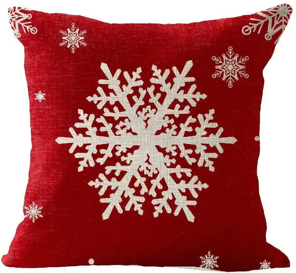 thumbnail image 4 of Funda de almohada de lino y algodón con diseño de Papá Noel, copo de nieve y alce, personalizada, para decoración del hogar, regalo de Año Nuevo, 4 of 5
