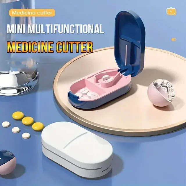 Pill Divider 2-in-1 Pill Box Portable Mini Medication Organizer Flip Lid Design Compartmentalized Medication Storage Baby Feed 3