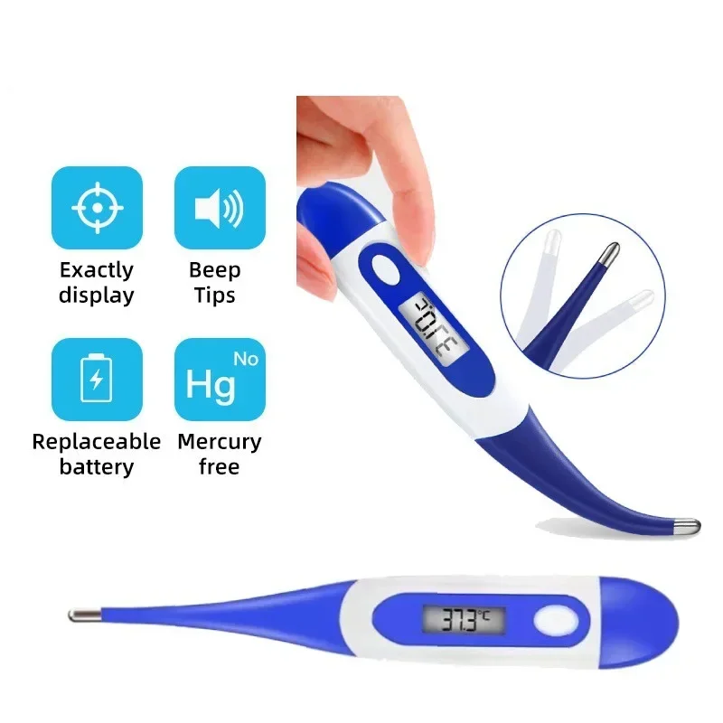 digital thermometer JUSTLANG Household Adults Children Thermometers for Fever Thermometer Electronic Soft Head Digital Oral Armpit Temperature