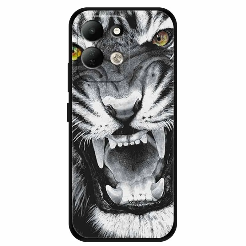 Lion Design Soft Silicone Phone Cover - Black TPU Bumper Case
