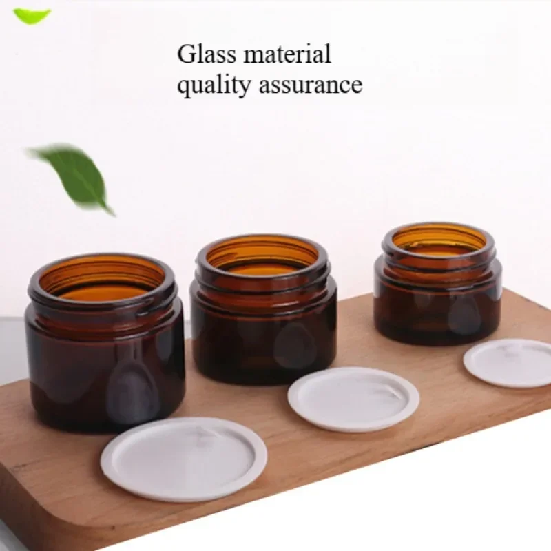 Dark Tan Cream Bottle Glass Separate Face Cream Eye Box Empty Container Refillable 5/10/15/20/30/50/60/100g