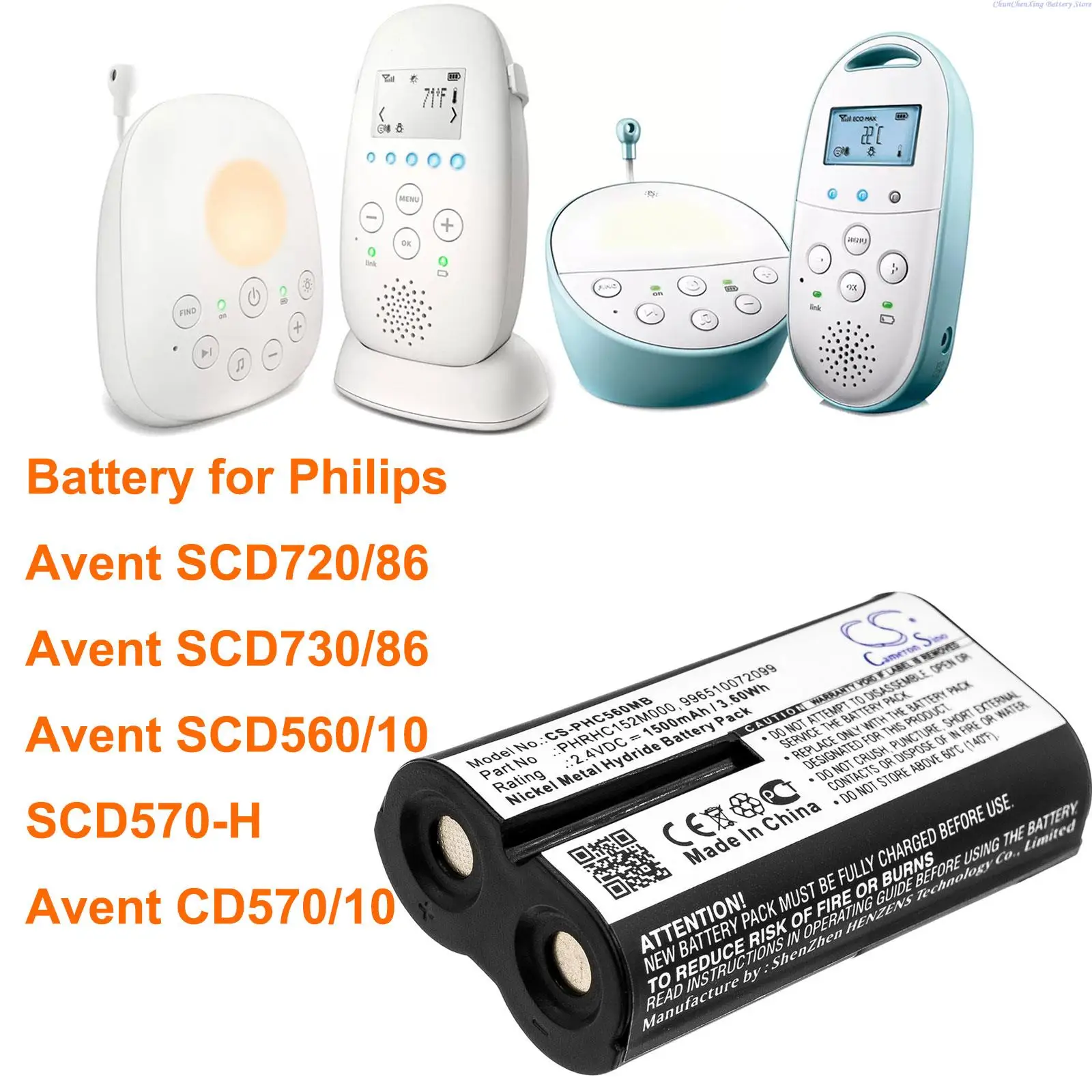Batteria Cameron Sino 1500Mah Per Philips Avent Scd720/86,Avent Scd730/86,Avent Scd560/10,Scd570-H,Avent Cd570/10