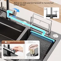 อ่างล้างจานสแตนเลสขนาดใหญ่ Double Slot น้ําตก Outlet สะดวกสําหรับจานและผักอ่างล้างหน้า 2