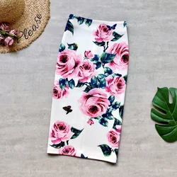 Come Out Romantic Girl Pencils Floral High Waist Stamp Flowers Plus Size Stretch Bodycon Elegant