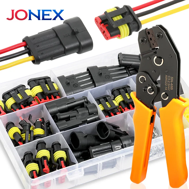 ขั้วต่อสายไฟกันน้ำสำหรับรถยนต์ 254/622 ชิ้น ขั้วไฟฟ้า 1/2/3/4Pin พร้อมกล่องเชื่อมต่อแบบปิดผนึกสำหรับรถจักรยานยนต์และยานยนต์ 1