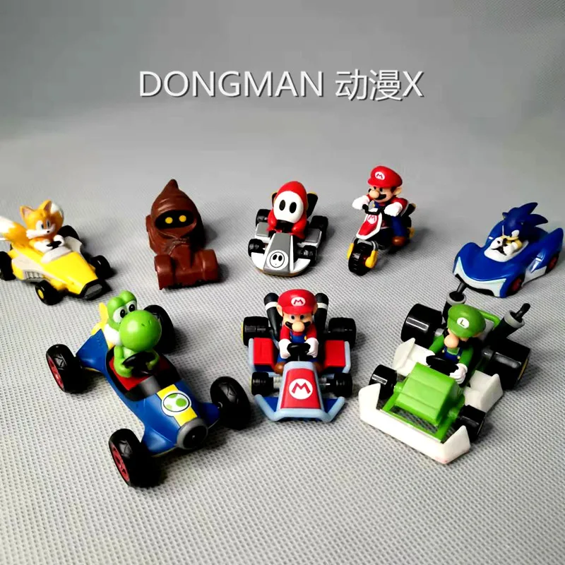 

Genuine Super Mario Action Figures Anime Figure Doll Model Go-kart Motorcycle Wheel Movable Children's Toy Gift