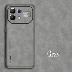 Luxurious Sheepskin Leather Shockproof Silicone Phone Case Cover for Infinix Note 60 Pro (Gray)
