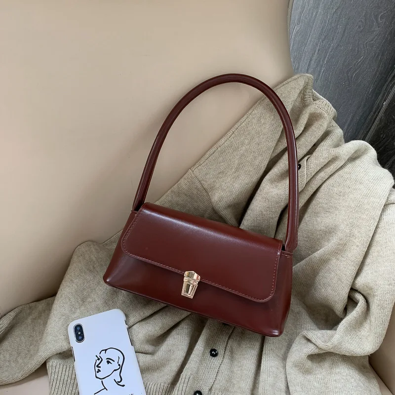

Women PU Leather Fashion Shoulder Bag Vintage Solid Color Small Underarm Bag Female Crossbody Bag Girl Stylish Handbag Purses