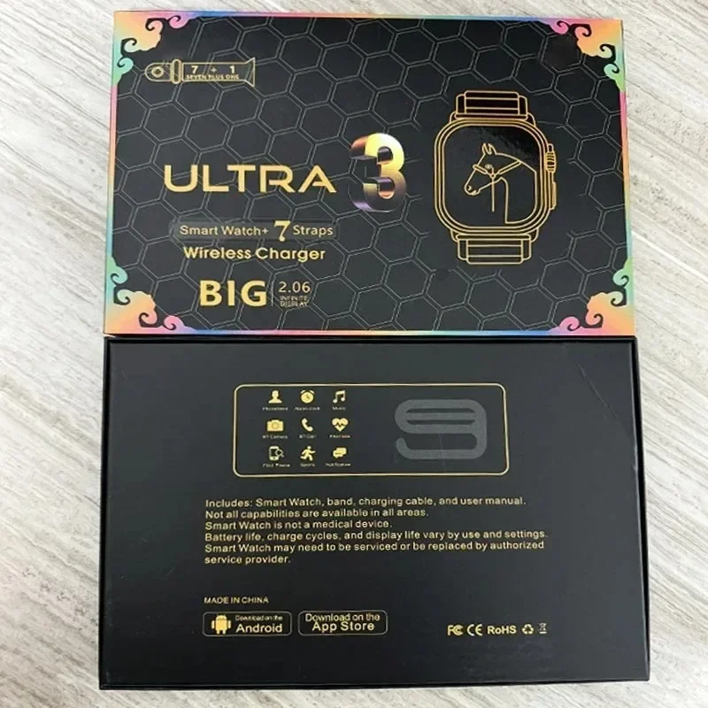 Smart Watch Watch10 Ultra 3 7 Watch Straps 2.2HD Amoled Circular Screen ECG Monitoring Reloj inteligente PK S100