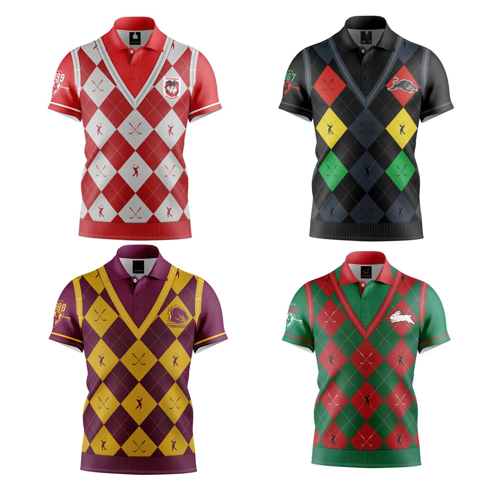 

2021/22 Panthers Premiers Rabbitohs St. George Dragons Brisbane BroncosJ Golf Jersey Rugby Jersey Sport Shirt S-5XL