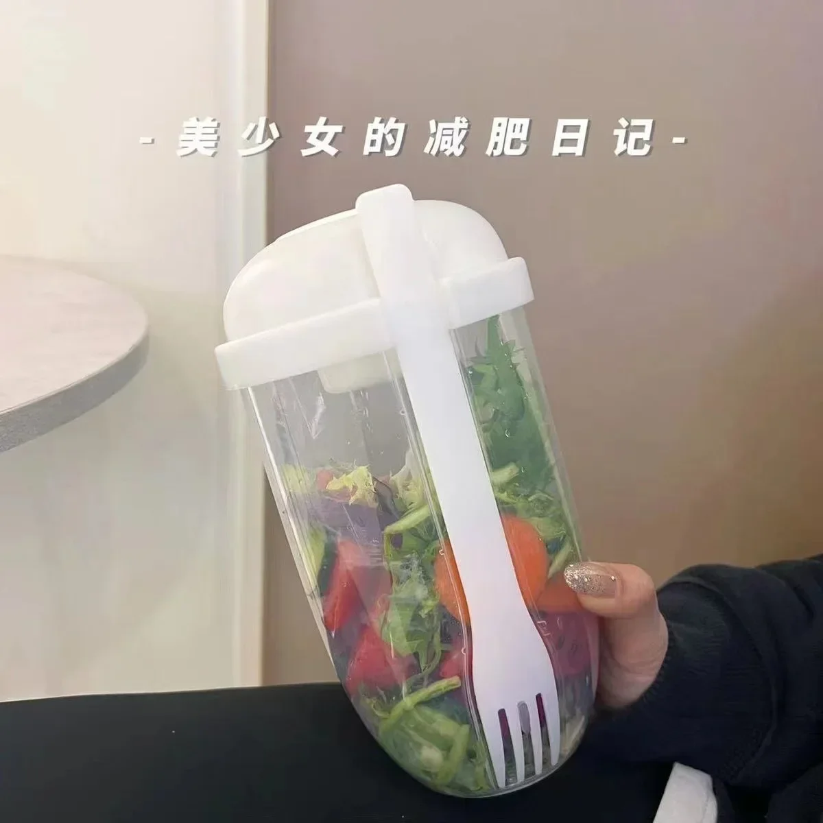 Diy 1pc Double Layer Container For Fresh-Keeping Plastic Container For Fresh-Keeping Sealed Food Storage Kitchen Storage Box