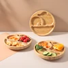 1pcs/3pcs Wooden Feeding Tableware Sets Baby Feeding Bowl Bamboo Non-slip Waterproof Fork Spoon for kids Baby Wooden Plate 3