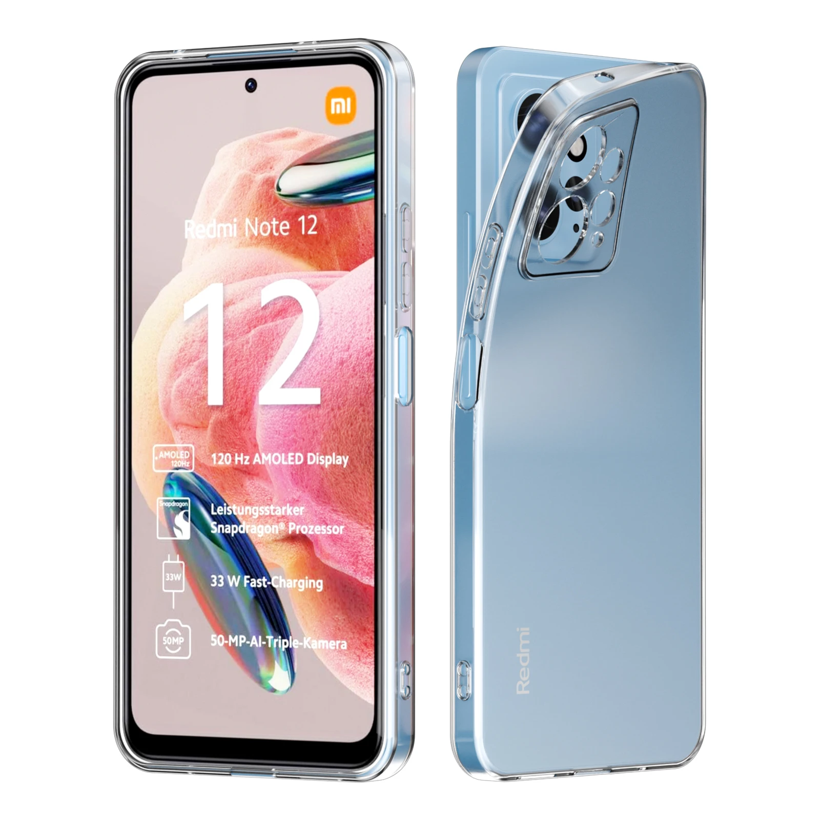 Custodia Morbida In Silicone Trasparente Per Xiaomi Redmi Note 12/12Pro Cover Protettiva Posteriore Antiurto Per Xiaomi Redmi Note 12/12Pro