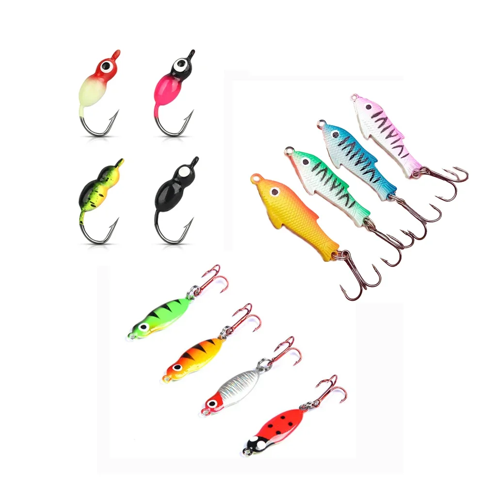 4 Pz/Lotto Scelte Multiple Ice Jig Lure Kit Winter River Fishing Bait Quality Ice Jig Tackle Pike Tilapia Fishing Lure