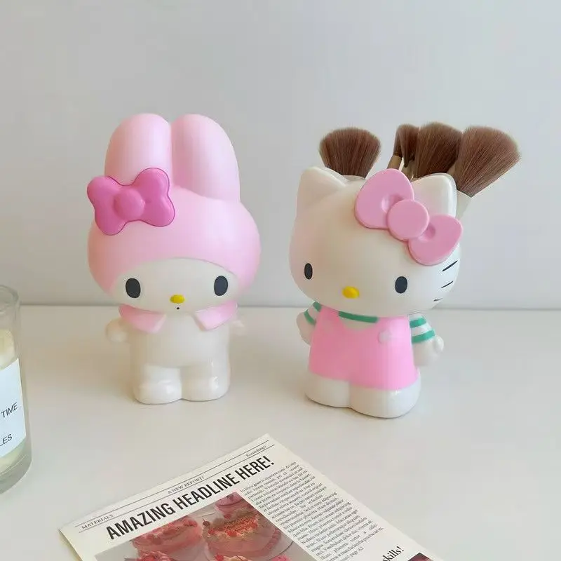 Anime Hello Kitty Pen Holder Melody Makeup Brush Storage KT Cat Holder Desktop Decorative Storage Bucket Birthday Ornament Gifts 3