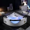 59" Corner Whirlpool Bathtub with Heater，Spa Hydromassage with Chromatherapy，2 Person Jetted Tub with Light，Acrylic，Bathtub 1