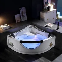 59" Corner Whirlpool Bathtub with Heater，Spa Hydromassage with Chromatherapy，2 Person Jetted Tub with Light，Acrylic，Bathtub 1