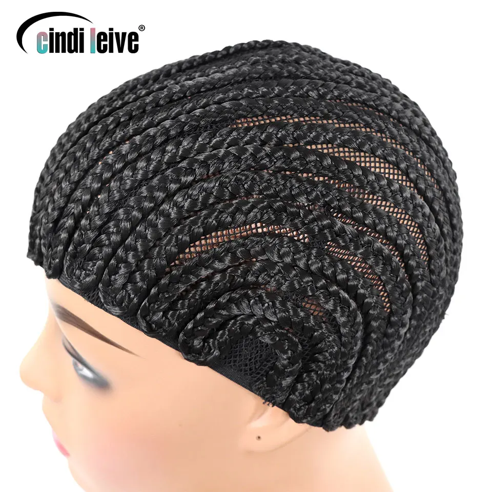 Wig Caps Black Braided Cap For Making Synthetic Wig Crochet Wig Cap In Cornrow Sew Hair Sew In Crochet Braided Caps Medium Size