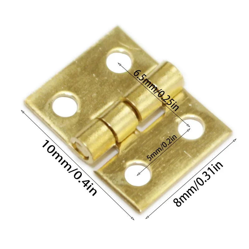 50Pcs 0.26 Inch Door Hinges Flat Hinge 4 Holes Small Hinge 8*10 Small Copper (with Nails) Stainless Steel Door Hinges Furniture Hinge Cabinet Door Hinges Cabinet Hinges Brass Hinges Wooden Box Hinge