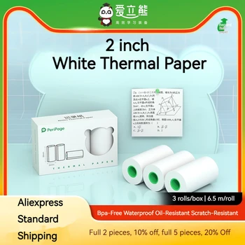 White Thermal Paper 10 Years Non-Adhesive 56x30mm Thermal Paper Roll Mini Printer Paper for Journal Study Photo Work 3 Rolls/Box 1