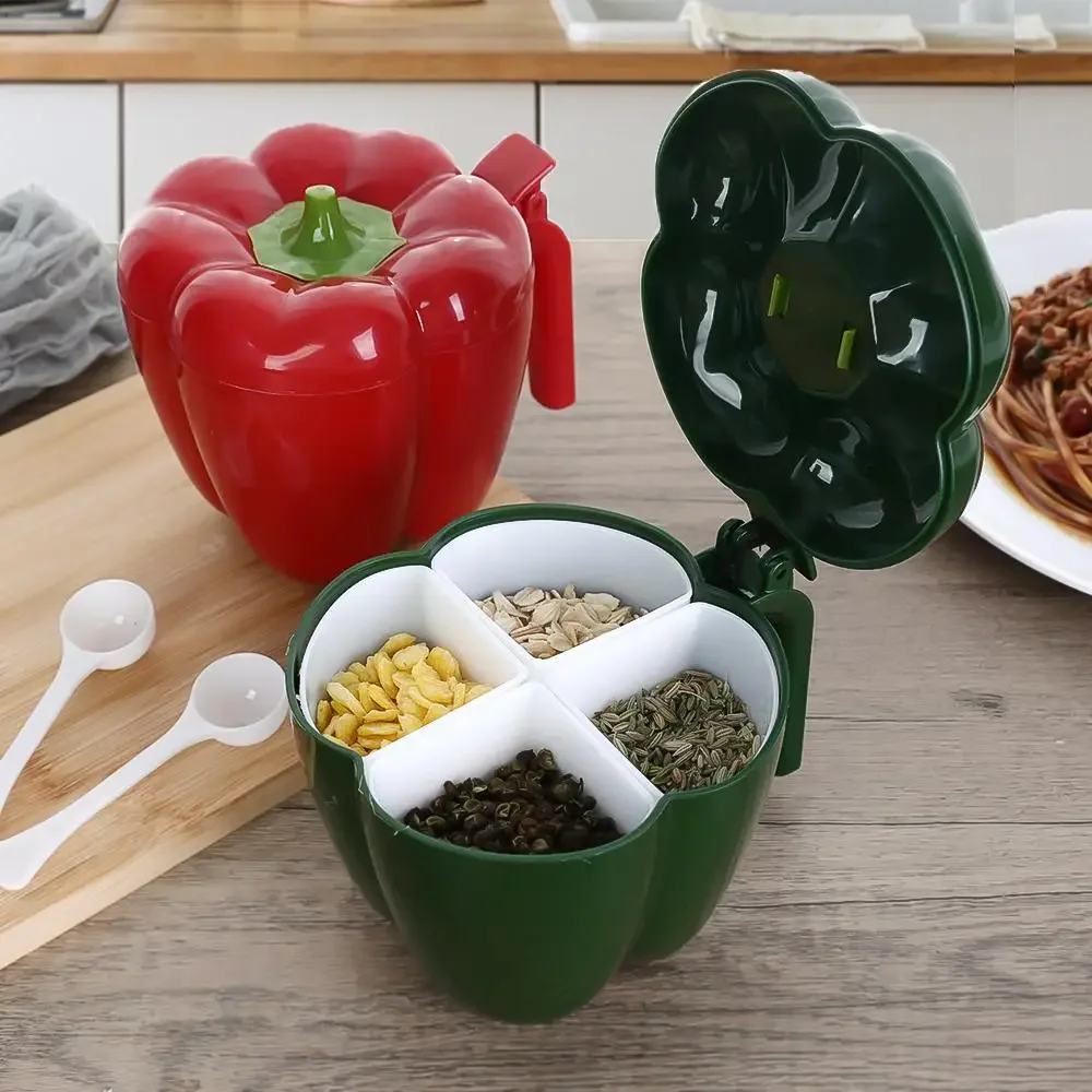 Description Picture 6 of item4 In 1 Plastic Creative Seasoning Jar Container With Spoon Chili Shape Barbecue Condiment Spice Rack Home Kitchen Acceesories