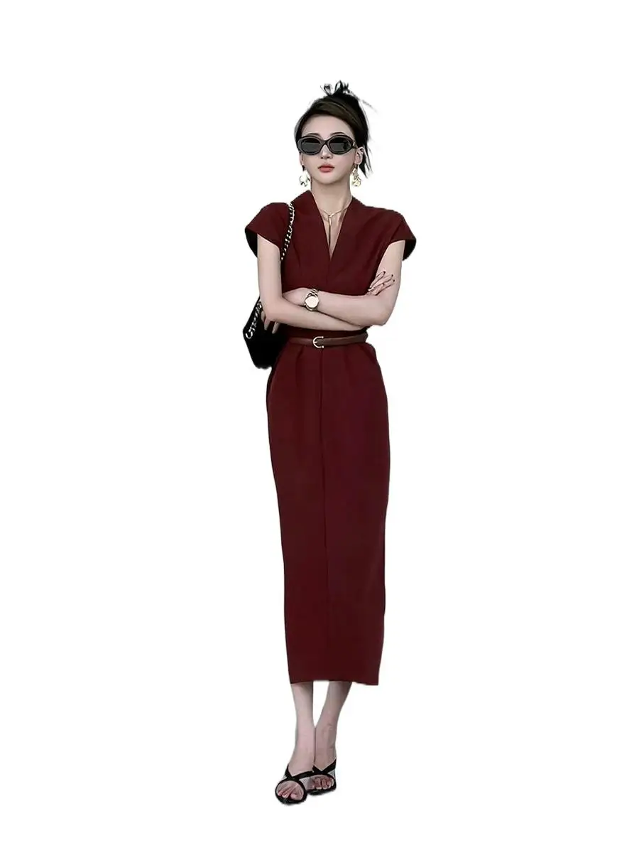 

2023 Women's Clothing V-neck Slimming Elegant Dress