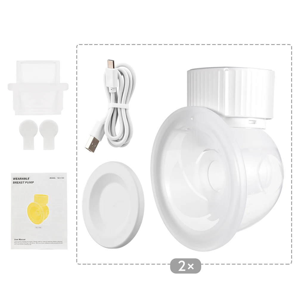 2PCS Hands Free Breast Pump Wearable Pump Portable Painless Low Noise Electric Feeding ith Large Display Screen