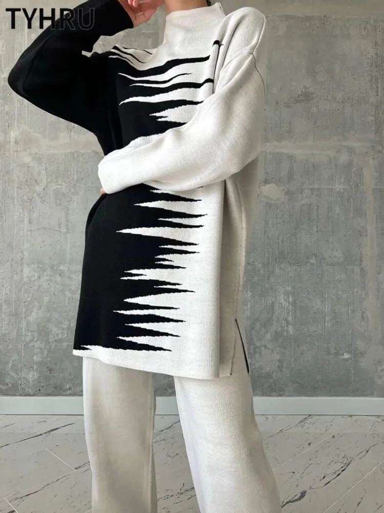 جديد الشتوي بدلات نسائيه موضه بلوزه فضفاض بهاينك وطباعه ملابس شتويه نسائيه ترند