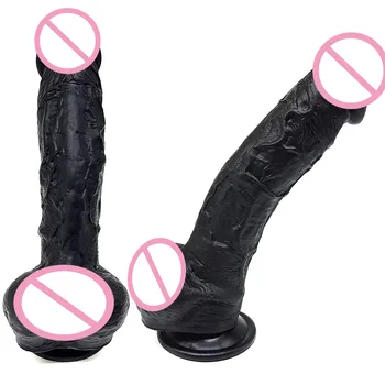 25CM Black Liquid Silicone Huge Dildo Soft Realistic Penis For Vagina G-spot Stimulator Powerful Suction Cup Sex Toys for Woman 2