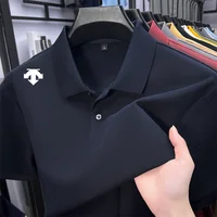 Polo de luxe pour homme 100 % coton, imprimé géométrique, à manches courtes, pour l'été, vêtement de loisirs d'extérieur 1
