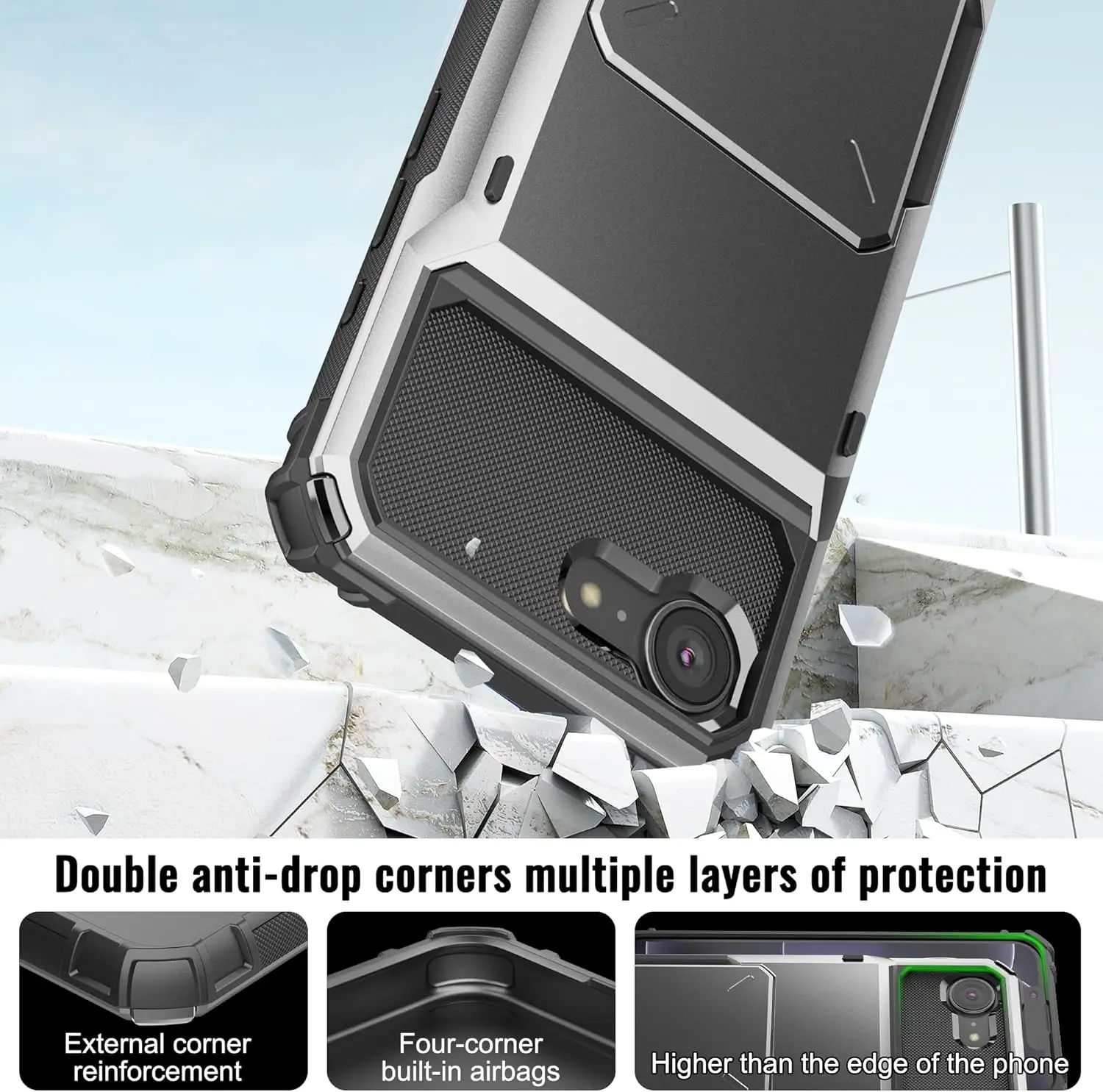 Heavy Duty Card Holder Wallet Case with Hidden Flip Slot and Protective Hard Back Cover