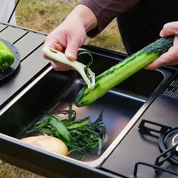 Camping Sink สแตนเลสแบบพกพาอ่างล้างจานสําหรับ Camping จานล้างชามจานอ่างพร้อมปลั๊กท่อระบายน้ําสําหรับซักรีดปิกนิก 1