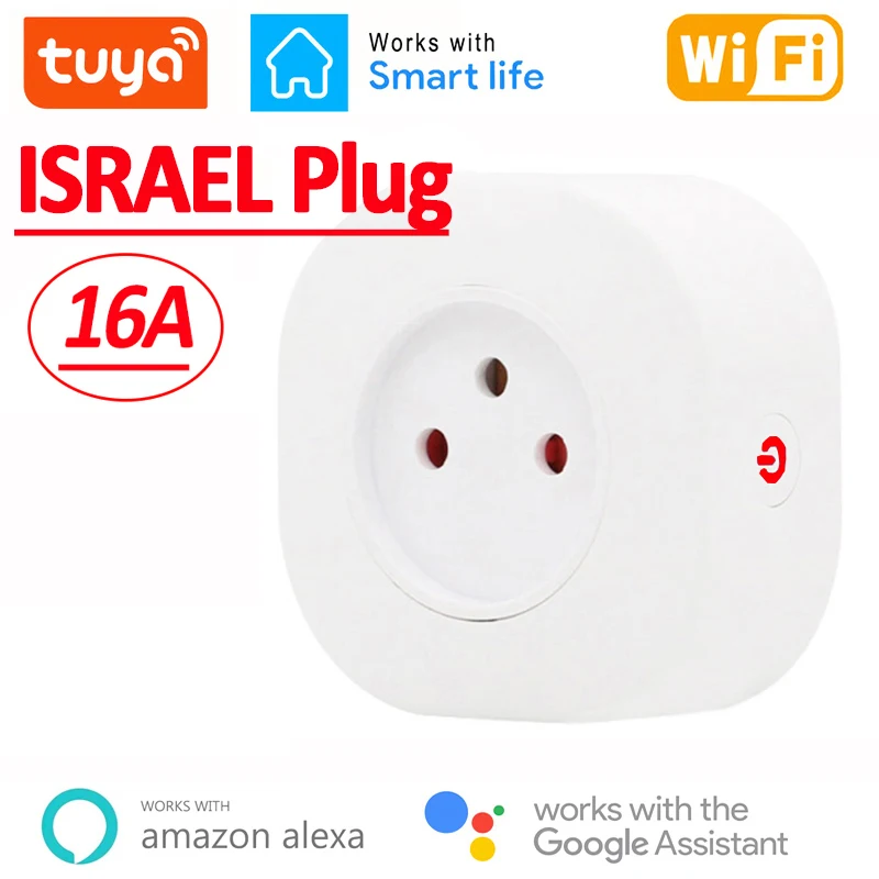 Smart plug Smart plug outlet 16A Israel Smart Wifi Power Plug Smart Wifi Wireless Socket Outlet Work with Alexa Google Home Assistant Tuya SmartLife APP