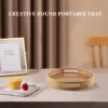 Round Serving Bamboo Wooden Tray for Dinner Trays Tea Bar Breakfast Food Container Handle Storage Tray  1 2