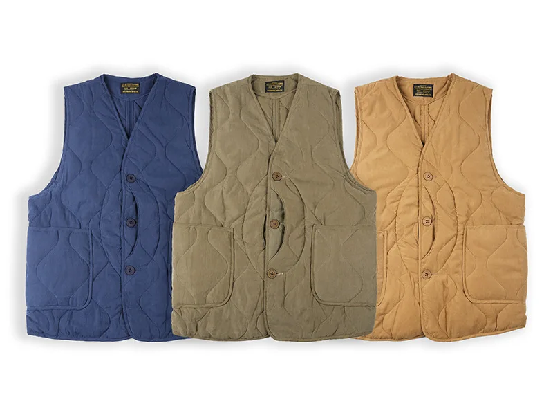 Herbst Winter Weste Männer Dicke Warme Ärmellose Jacke Windjacke Männer Baumwolle Gesteppte Innenweste Einfarbig V-ausschnitt Weste Männer_voghion.com