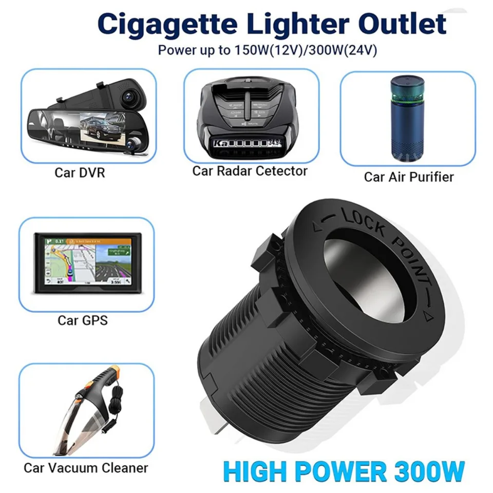 Presa Accendisigari USB Da Auto Pannello 18W QC3.0 45W PD