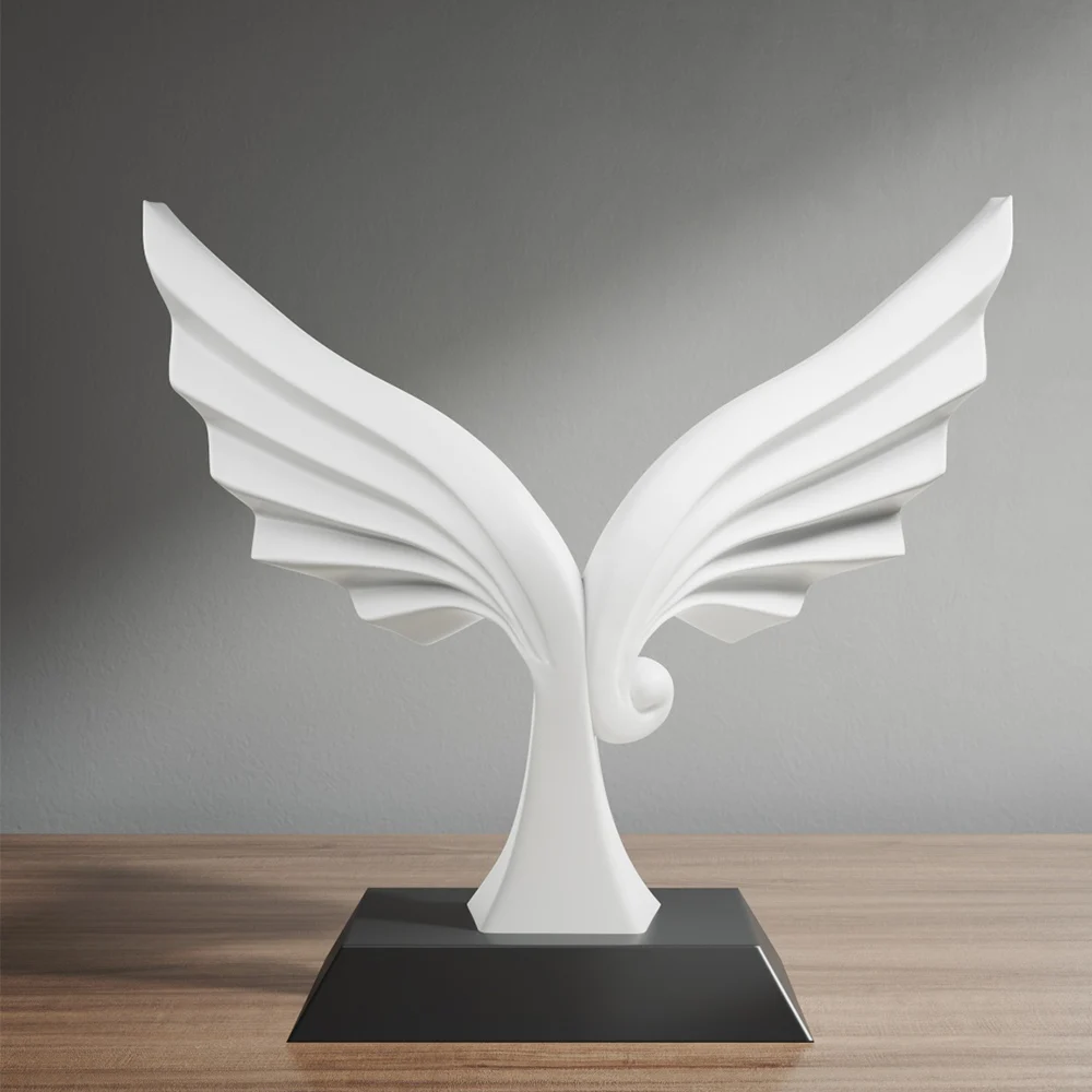 

Домашний декор, креативная Статуя Белого Крыла, современный стиль, украшение для гостиной, кабинета, полимерные крылья, скульптура, ремесла, настольное украшение
