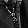 Men's Cracked Bandana Patch Jeans Streetwear Paisley Printed Pleated Patchwork Biker Pants Skinny Tapered Stretch Denim Trousers 4