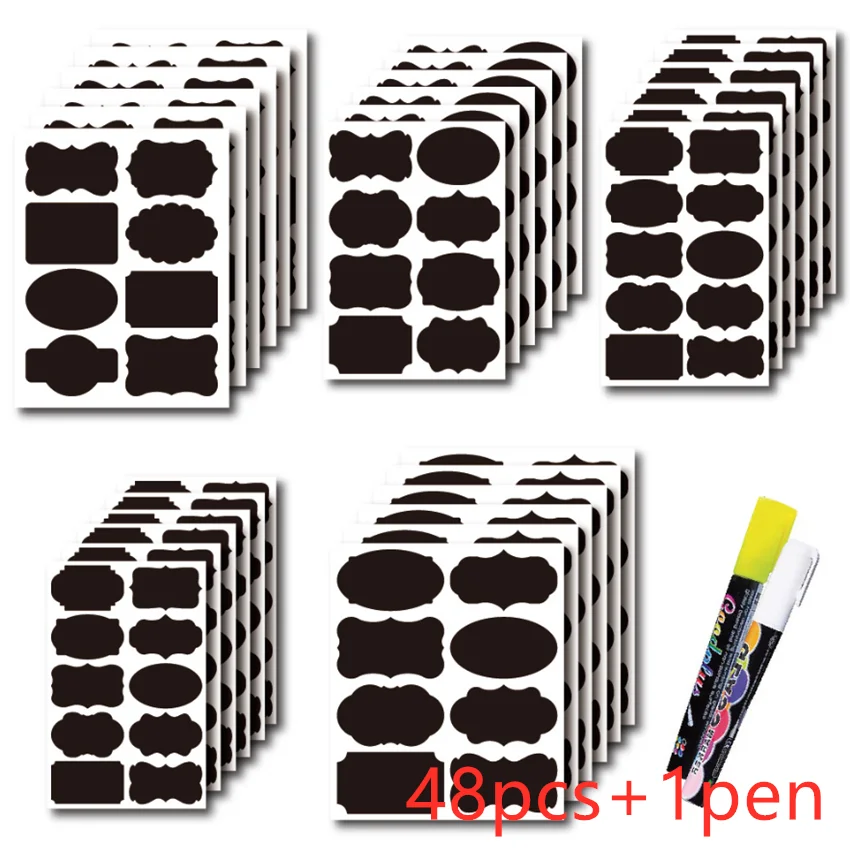 48pcs Jar Stickers Kitchen Label Stickers Blackboard Spice Labels Sticker Kitchen Storage Organizer Bottles Label Chalkboard Tag - Storage Bottles & Jars - AliExpress