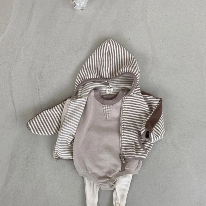 New Baby Autumn Hooded Coat Cotton Infant Stripe Jacket Long Sleeve Children Casual Clothes Kids Boys Girls Hoodie