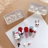 Nailart Easter Bunny Rabbit Cross Mold 3D Carving Silicone Nail Mould Template DIY Manicure Deco Tools 1