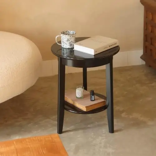 

End Table, Small Side Table for Small Spaces, 2-Tier End Table Wooden Side Table, Mid Century Modern Coffee Table,Easy Assembly,