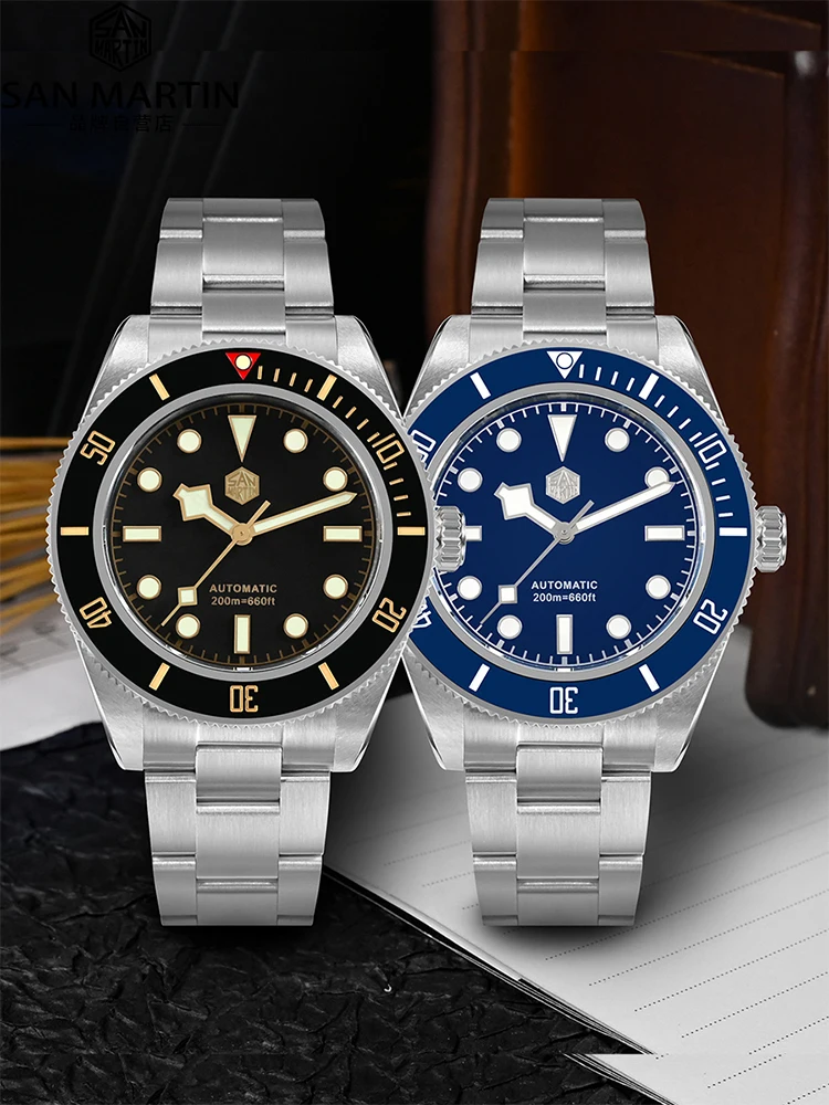 San Martin New 40mm BB58 Retro Luxury Diver Watch NH35 Automatic Mechanical Watches For Men Sapphire Luminous 20Bar Reloj SN0008