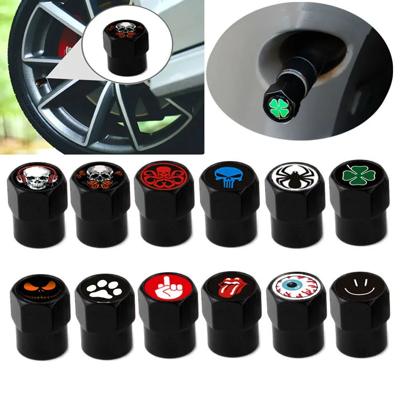 4 Pcs Car Tire Valve Caps Style Tire be dust-proof Valve Cap Aluminum Wheel Stem Air Caps Car Universal Accessories