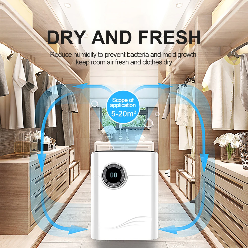 1200ML Home Air Dehumidifier 2 in 1 Remove Damp Anion Purification
