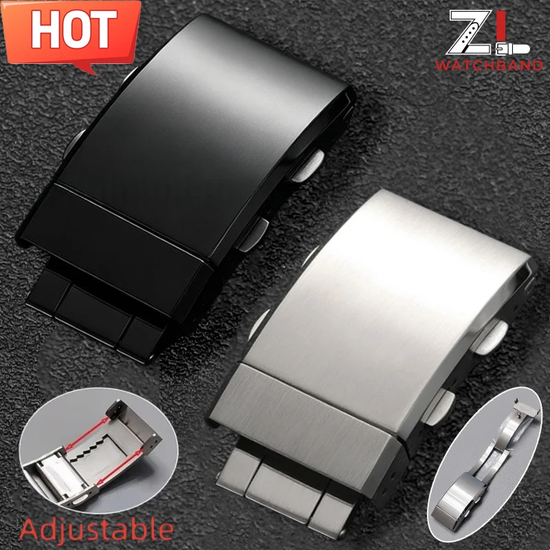 Luxury Adjustable Stainless Steel Folding Watch Clasp with Premium Metal Button