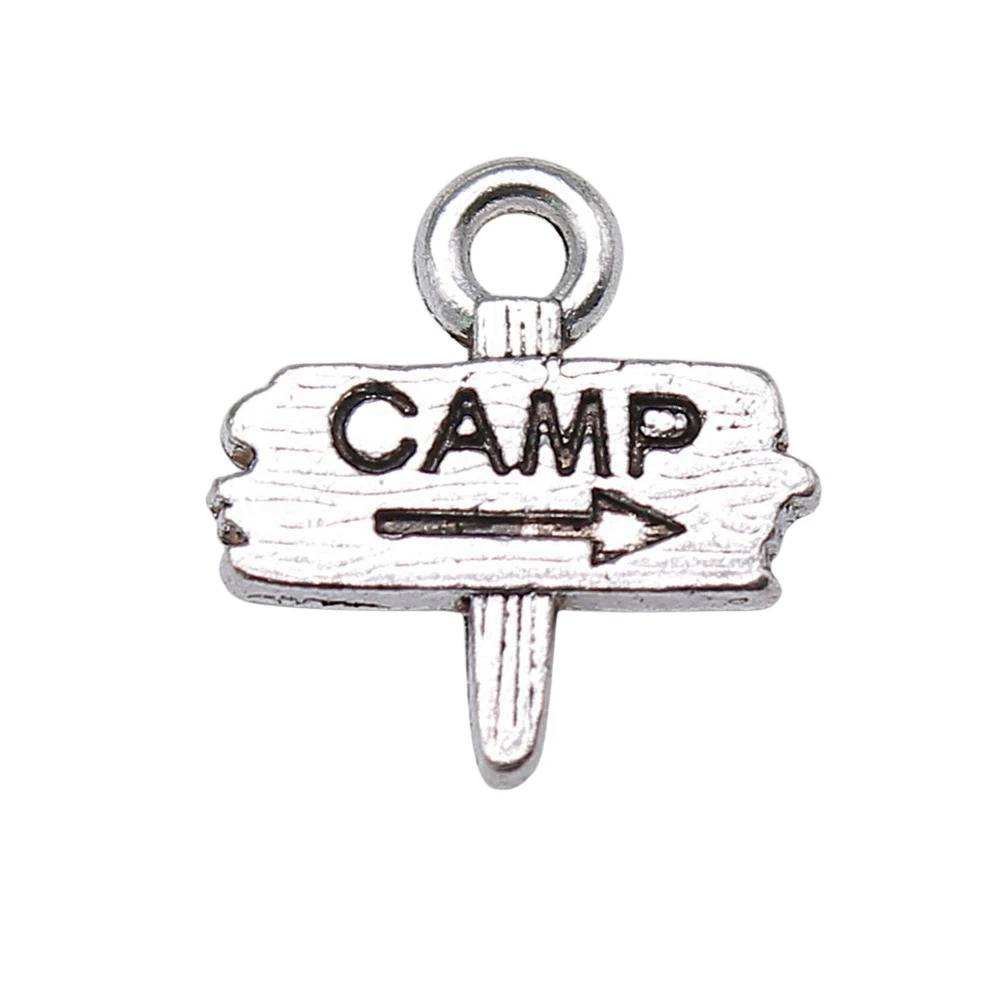 

10pcs/lot 12x13mm Camp Camping Signs Charms For Jewelry Making Antique Silver Color 0.47x0.51inch