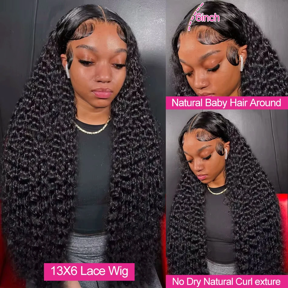 250 % 13X6 HD Lace Frontal Wig Deep Wave Transparent 13X4 Lace Front Wig Brazilia Curly Front Human Hair for Women lace front wigs