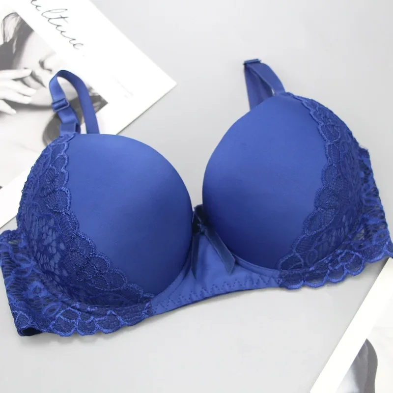 

WENLI UNDERWEAR Lace Bra Push Up DE Cup Underwear Red Blue White Khaki Pink Black Bow Decoration Lingerie женское бельё лифчик